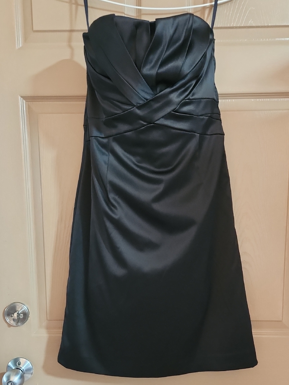 RW & Co. Elegant Black Satin Strapless Dress Sz 12